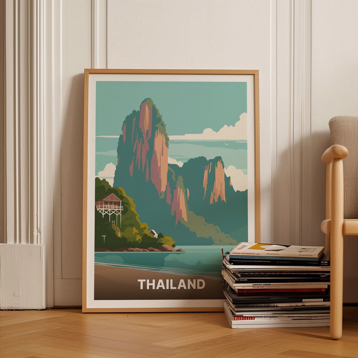 Thailand Tropical Beach Limestone Karsts Exotic Travel Poster