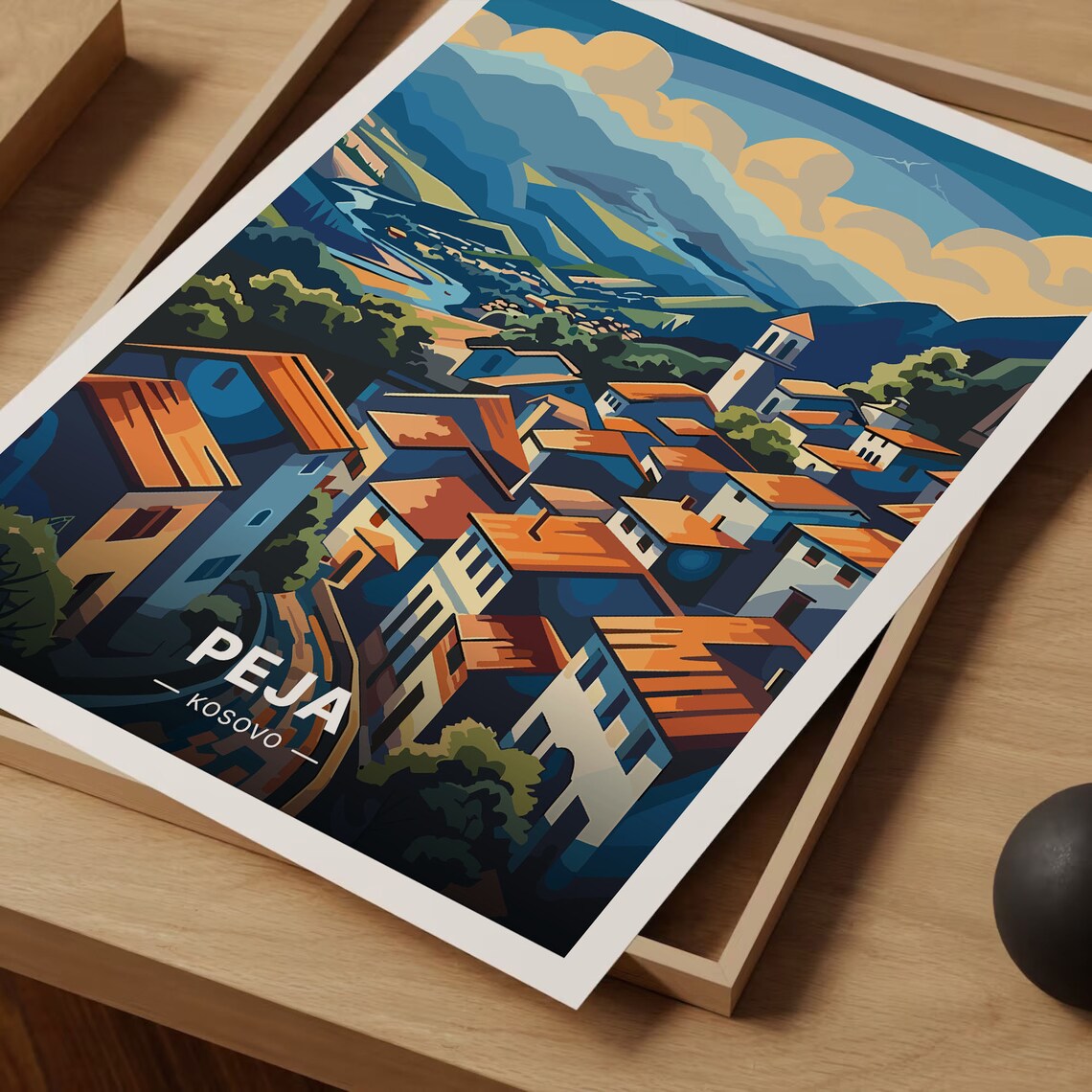 Peja Kosovo Cityscape Travel Poster, City View - Image 3