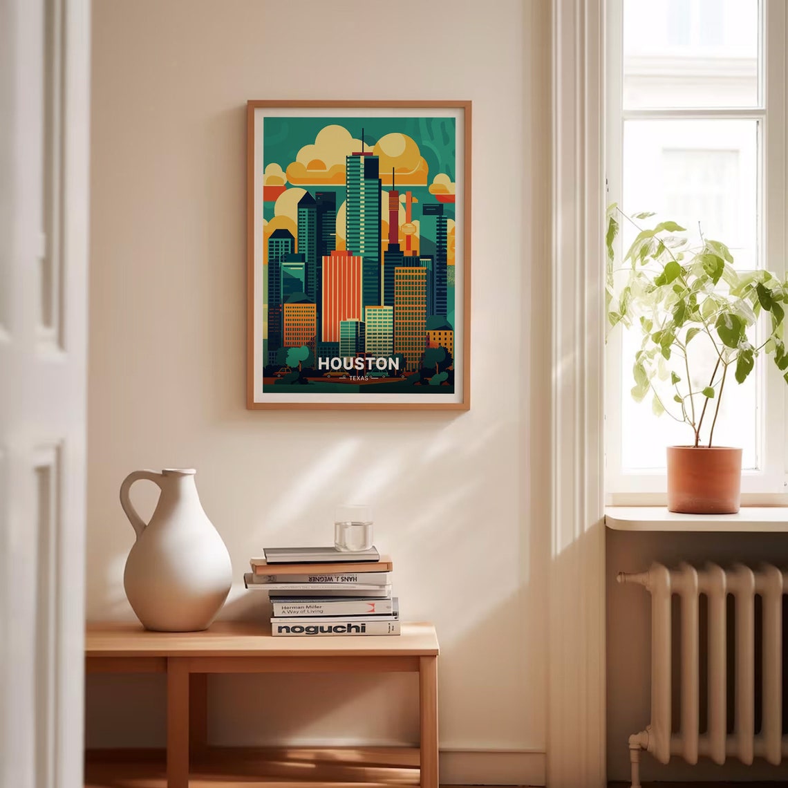 Houston Texas Retro Skyline Bold Sunset Cityscape Travel Poster - Image 4