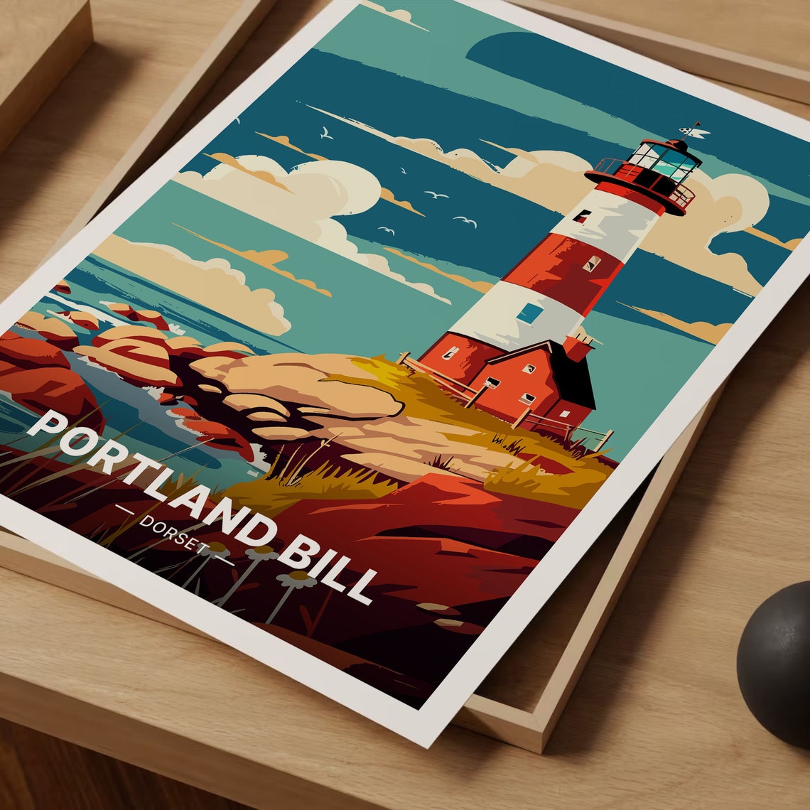 Portland Bill Dorset Lighthouse Sea Cliffs Rocky Coast Poster - Image 3