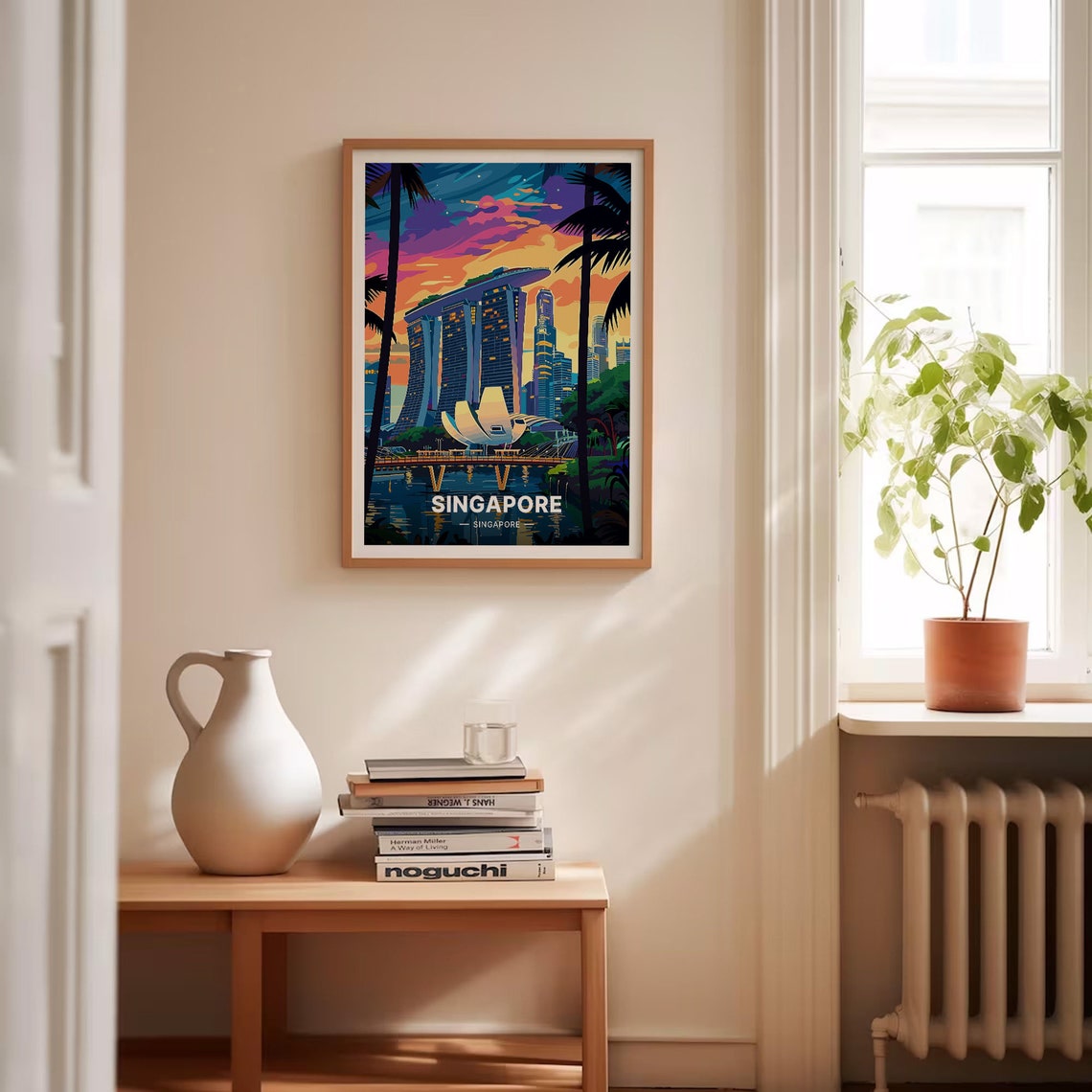 Singapore Marina Bay Sands Sunset Skyline City Lights Travel Poster - Image 4