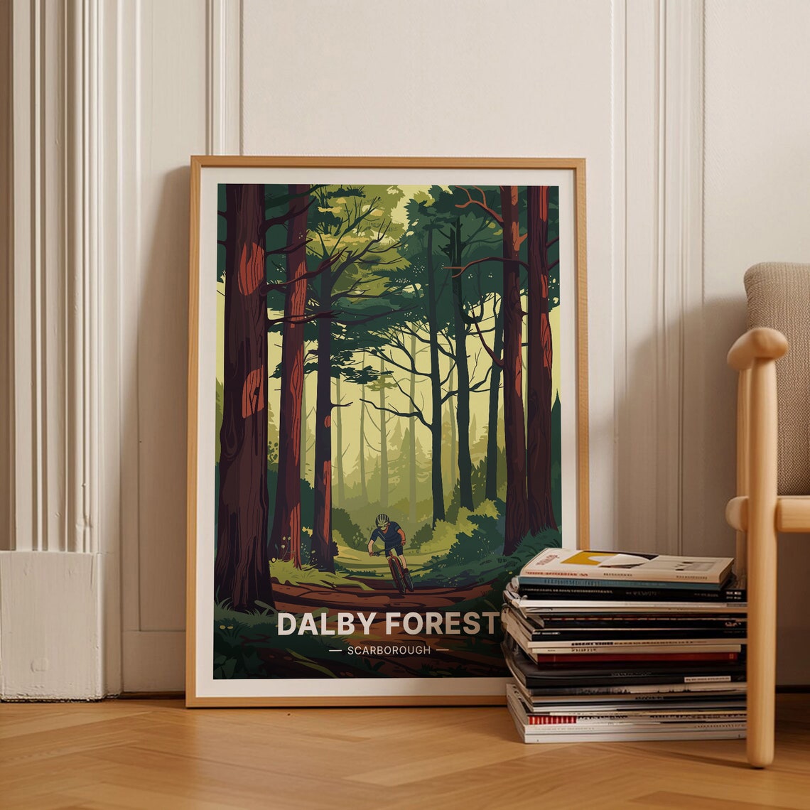 Dalby Forest Scarborough Mountain Biker Woodland Trail Poster