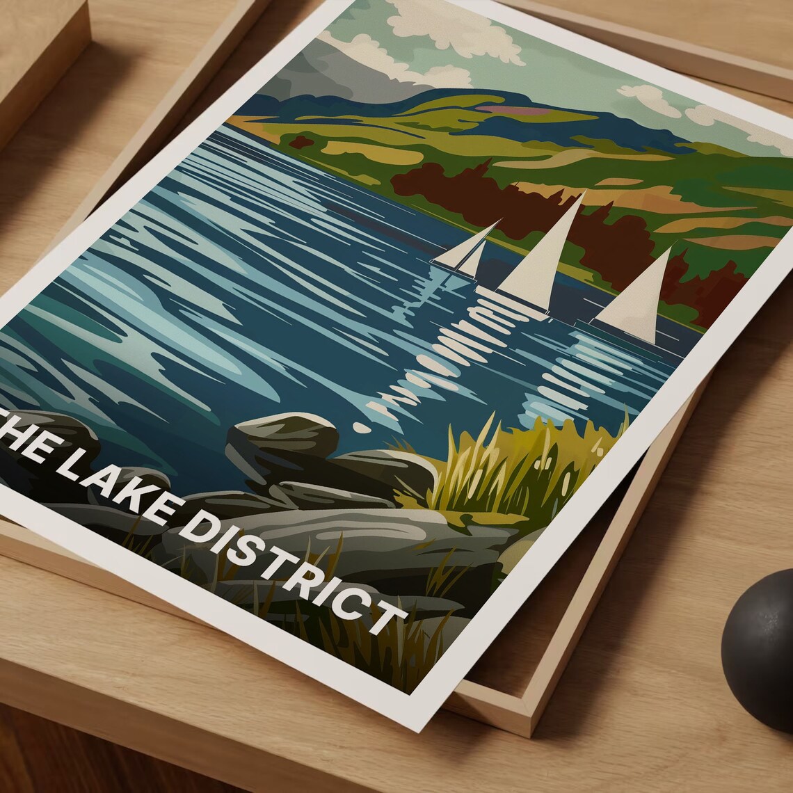 The Lake District Sailing Boats Fell Hills England Travel Poster - Image 3