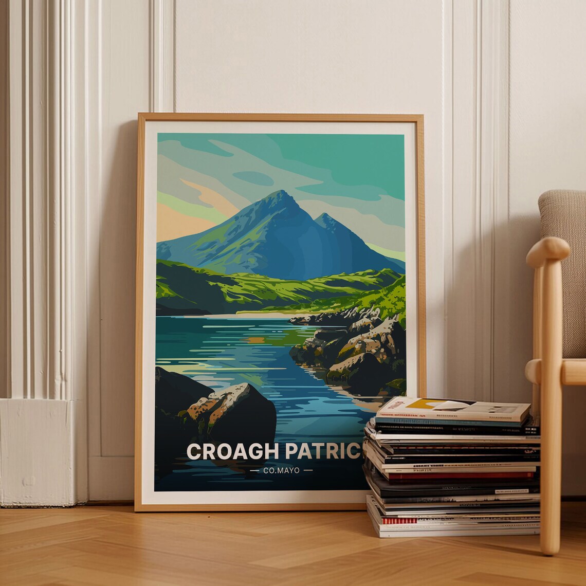 Ireland Travel Poster, Croagh Patrick County Mayo