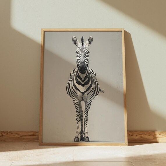 Minimalist Zebra Portrait Black And White Animal Print