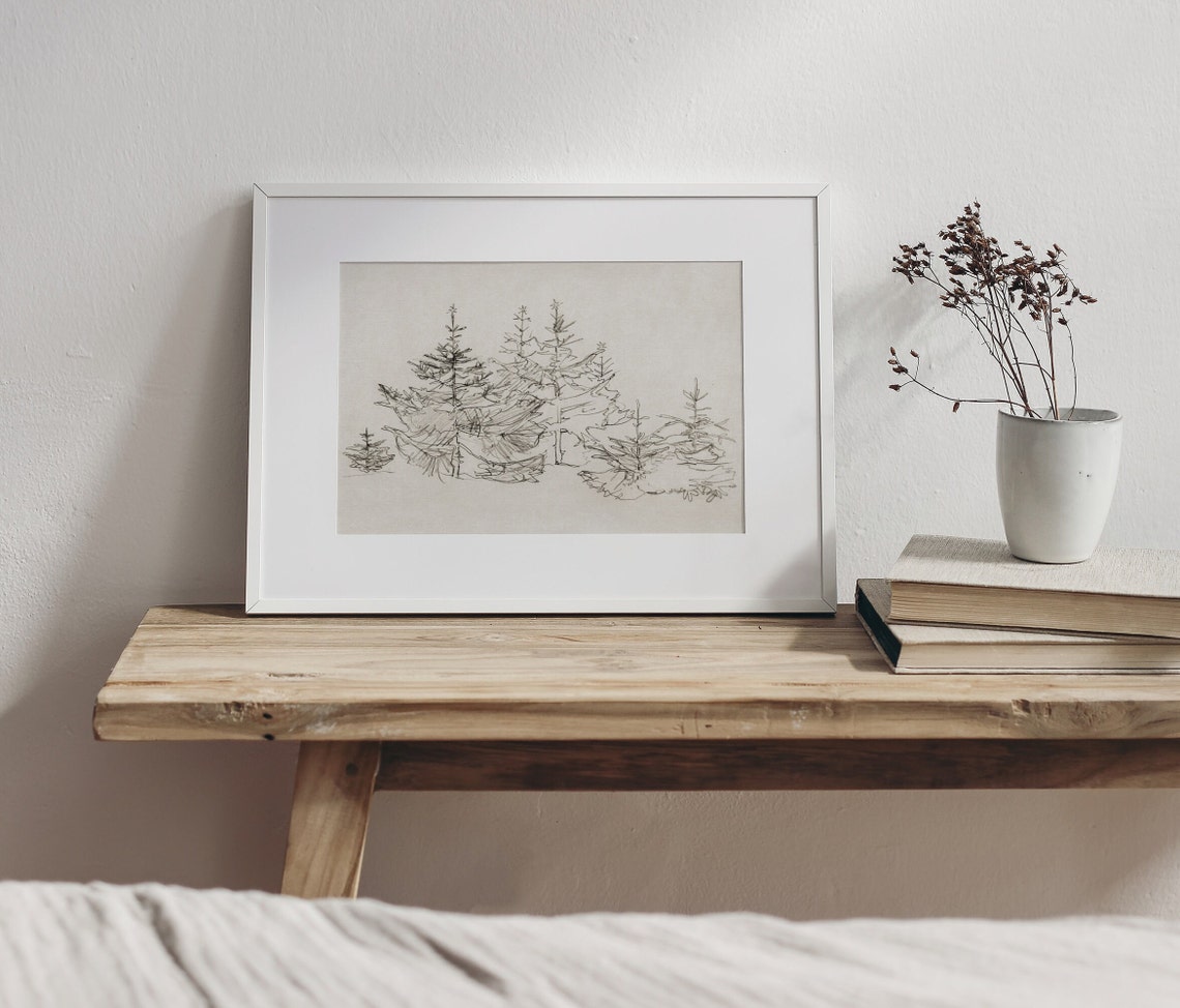 Christmas Tree Forest Vintage Art Print - Image 3