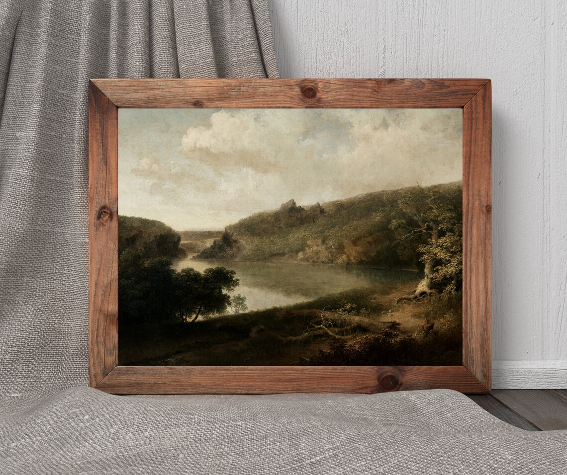Antique Lake View Vintage Landscape Art Print - Image 4
