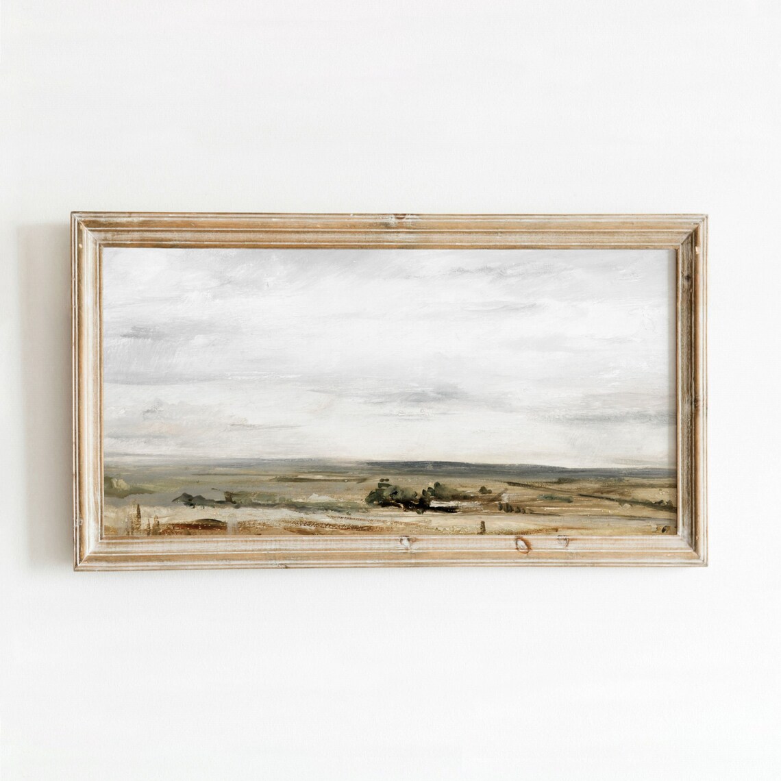 Looking East Vintage Desert Landscape Painting Minimal Neutral Artwork 730