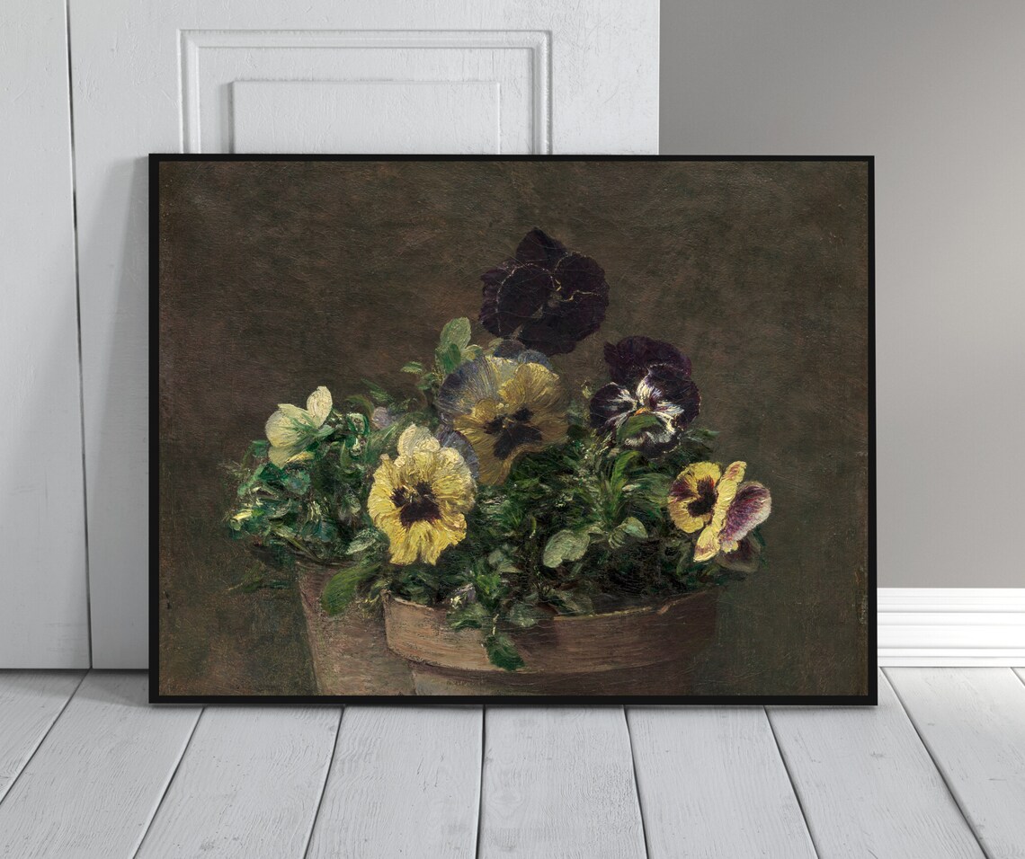 Pansies in Terracotta Vintage Botanical Art Print - Image 4