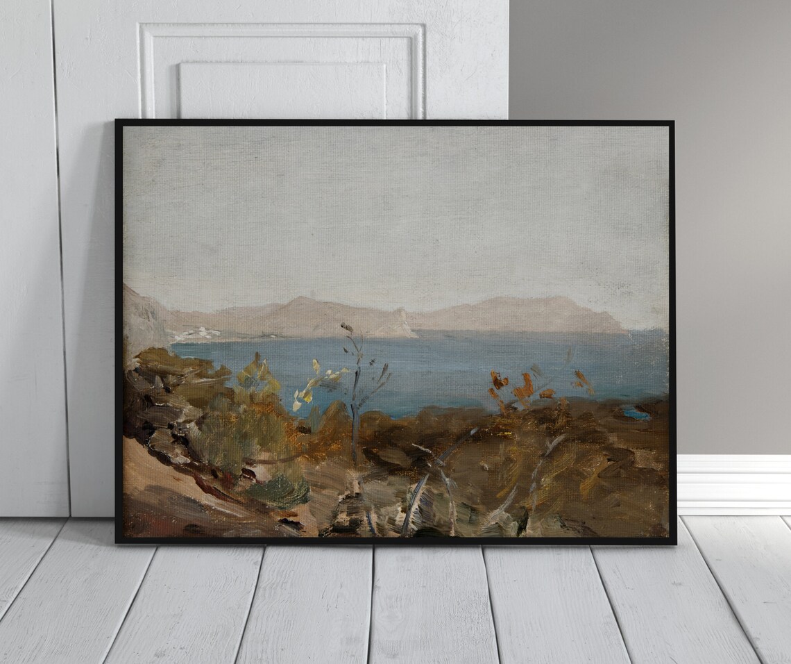 Cerulean Lake Vintage Waterscape Art Print - Image 4