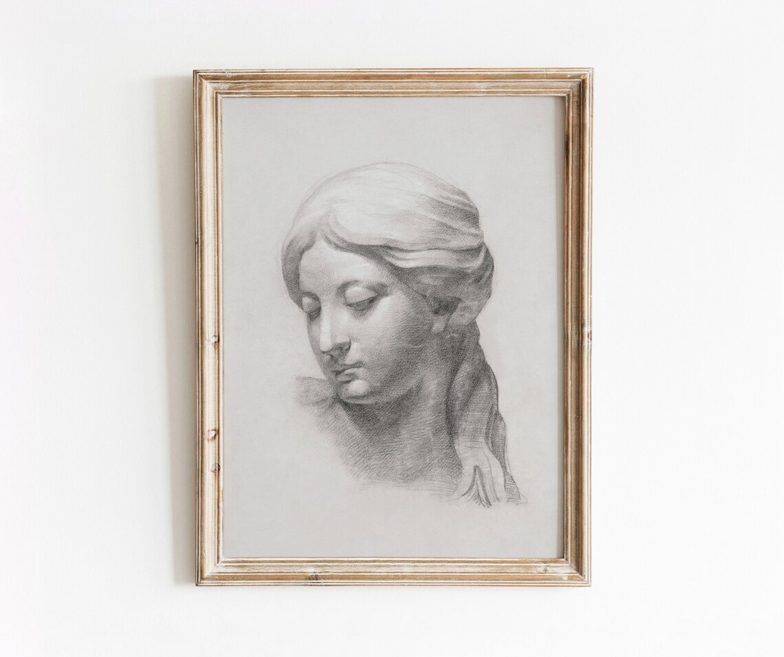 Sculpture Study Vintage Marble Bust Art Print