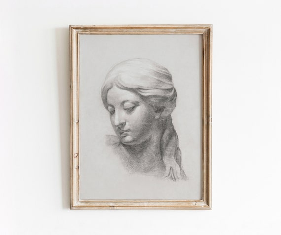 Sculpture Study Vintage Marble Bust Art Print