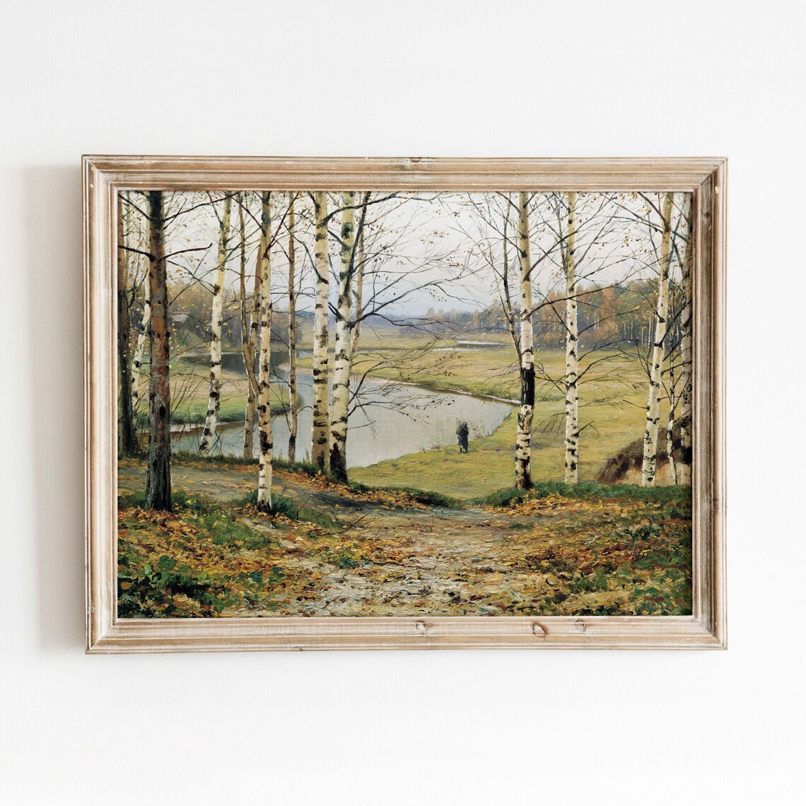 Birch Tree Landscape Vintage Autumn Art Print