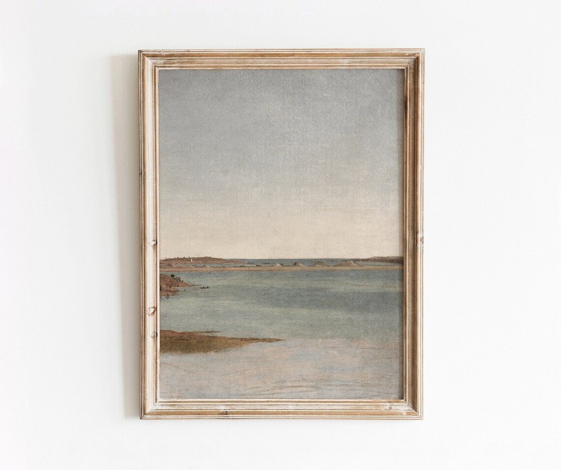 View Near Newport Vintage Coastal Landscape, Art Print
