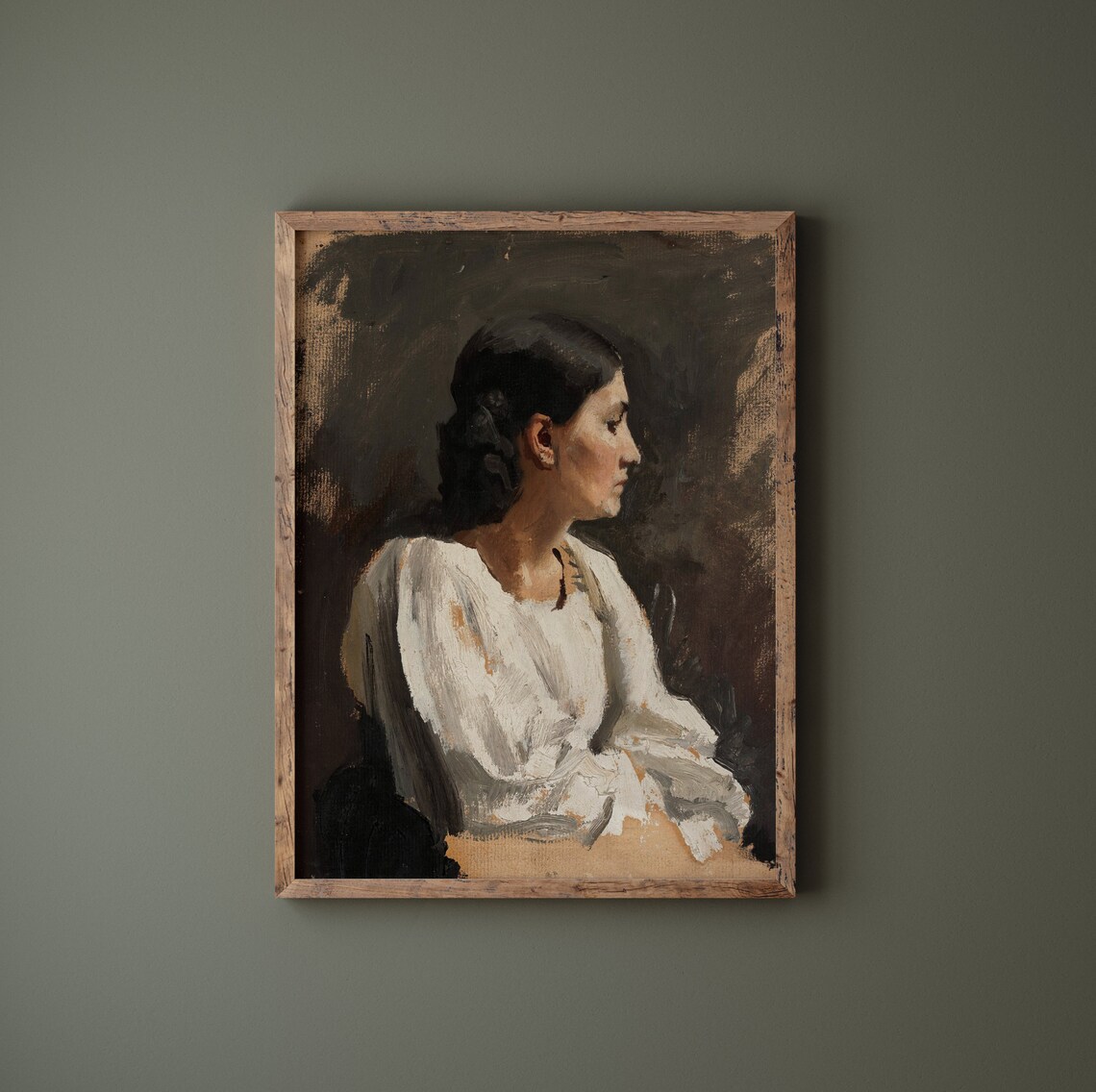 Vintage Italian Woman Portrait Art Print, Neutral Tone - Image 3