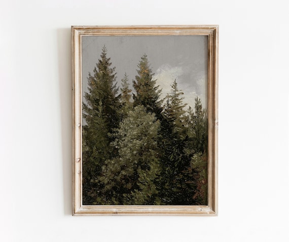 Conifers Vintage Tree Landscape Art Print