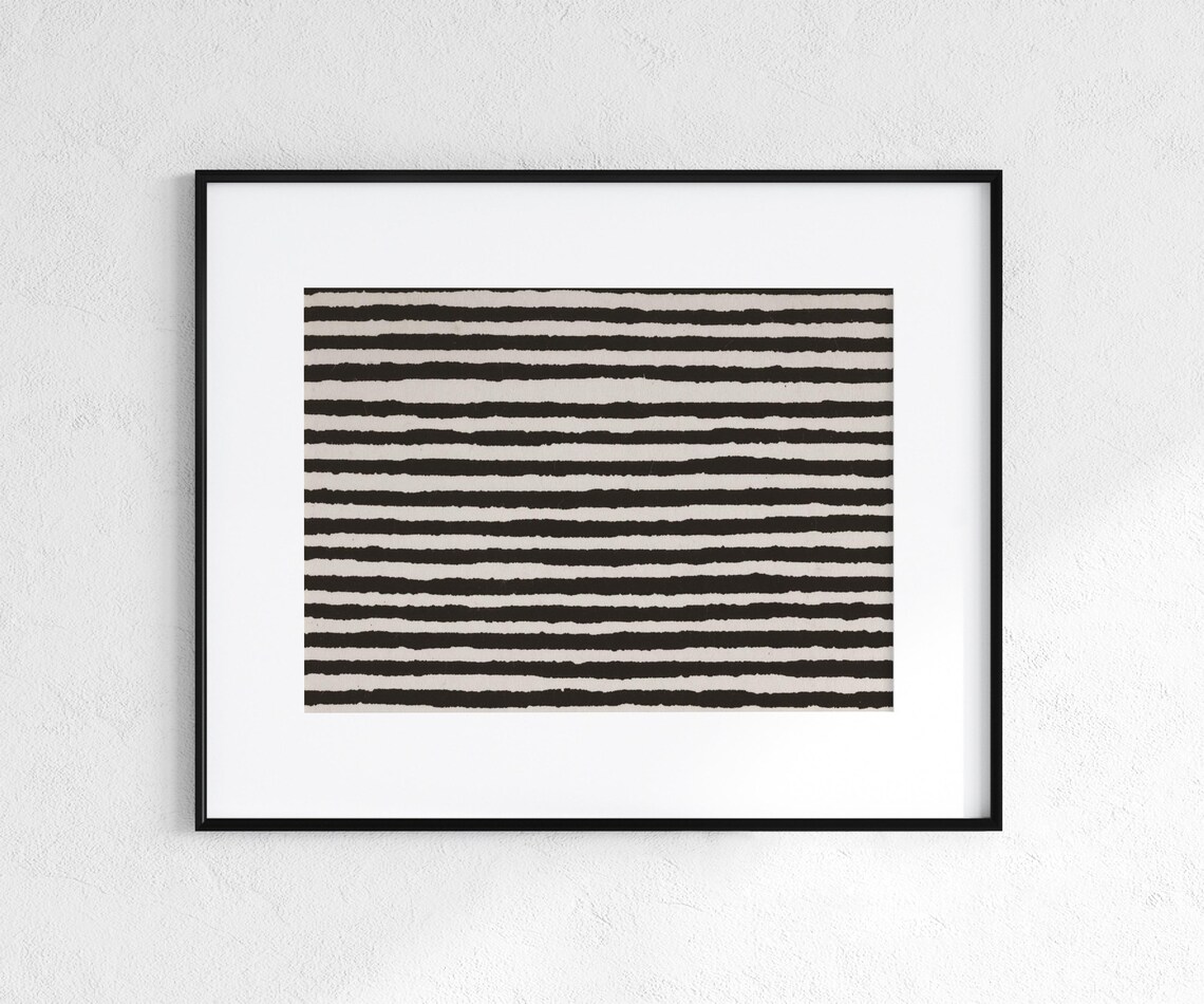 Stripes Vintage Black and White Abstract Art Print - Image 3