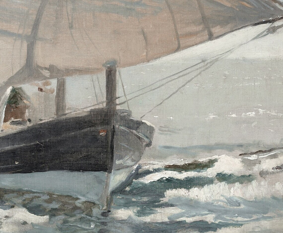 Boat At Shore Vintage Nautical Art Print - Image 3