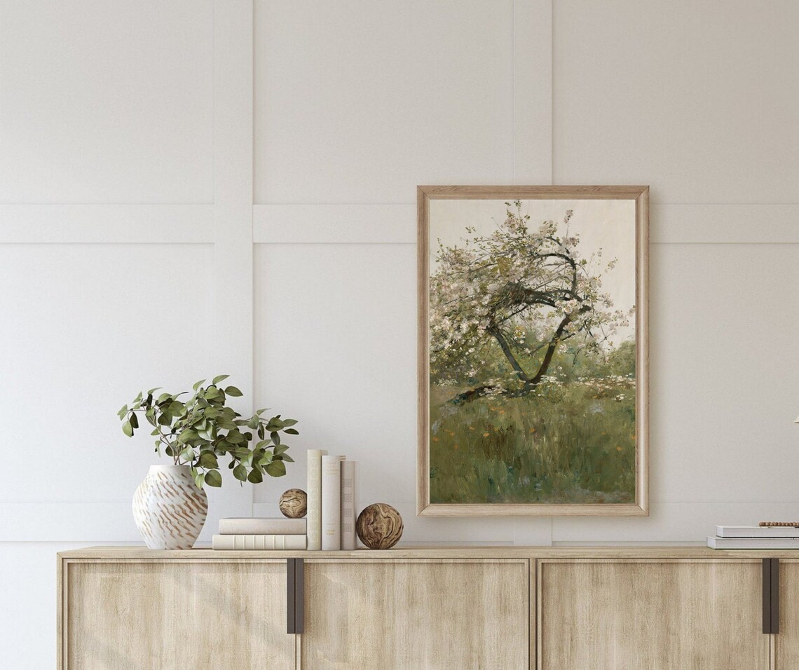 Peach Tree Vintage Nature Painting Art Print - Image 4