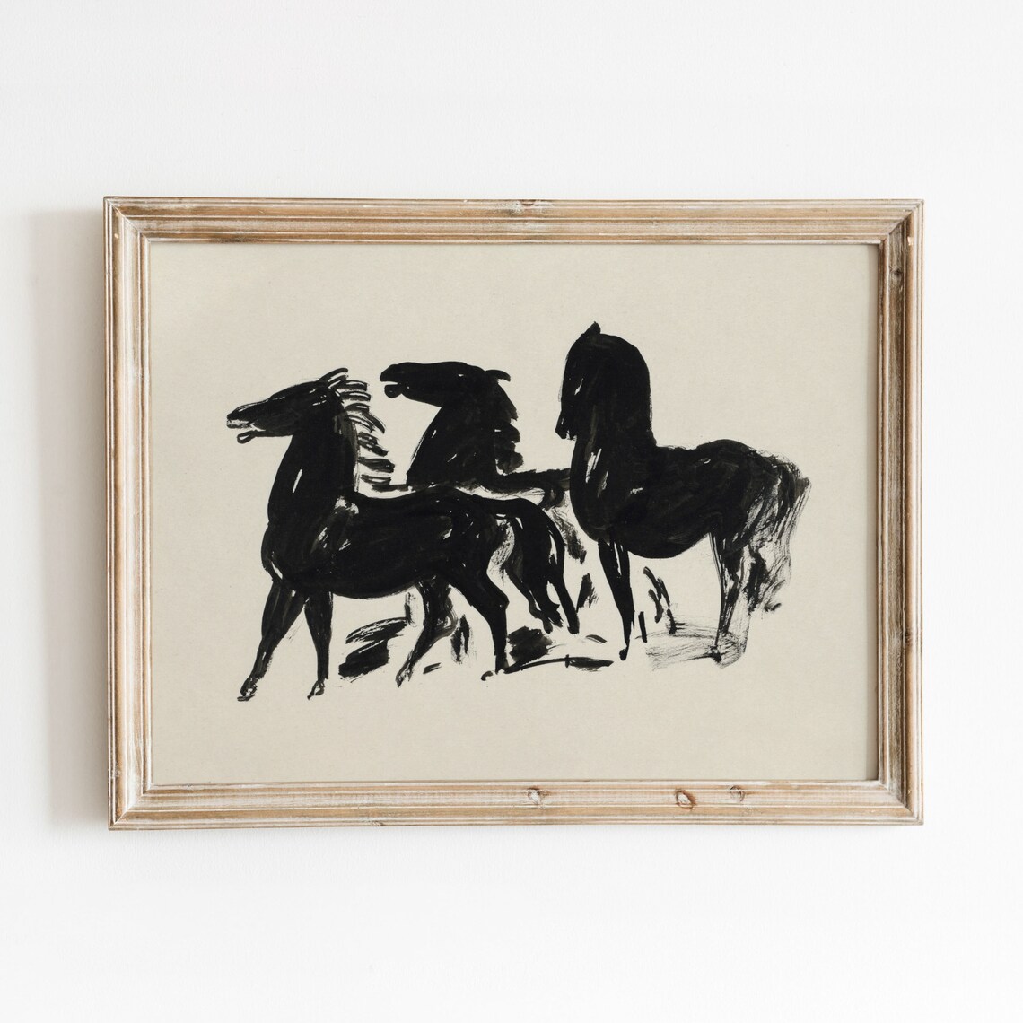 Black Horse Sketch Vintage Minimal Art Print