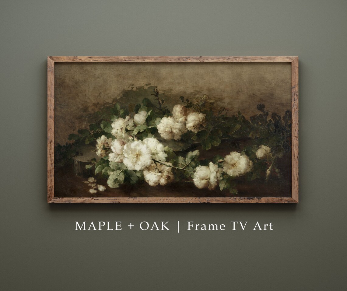 Vintage White Floral Still Life Art Print