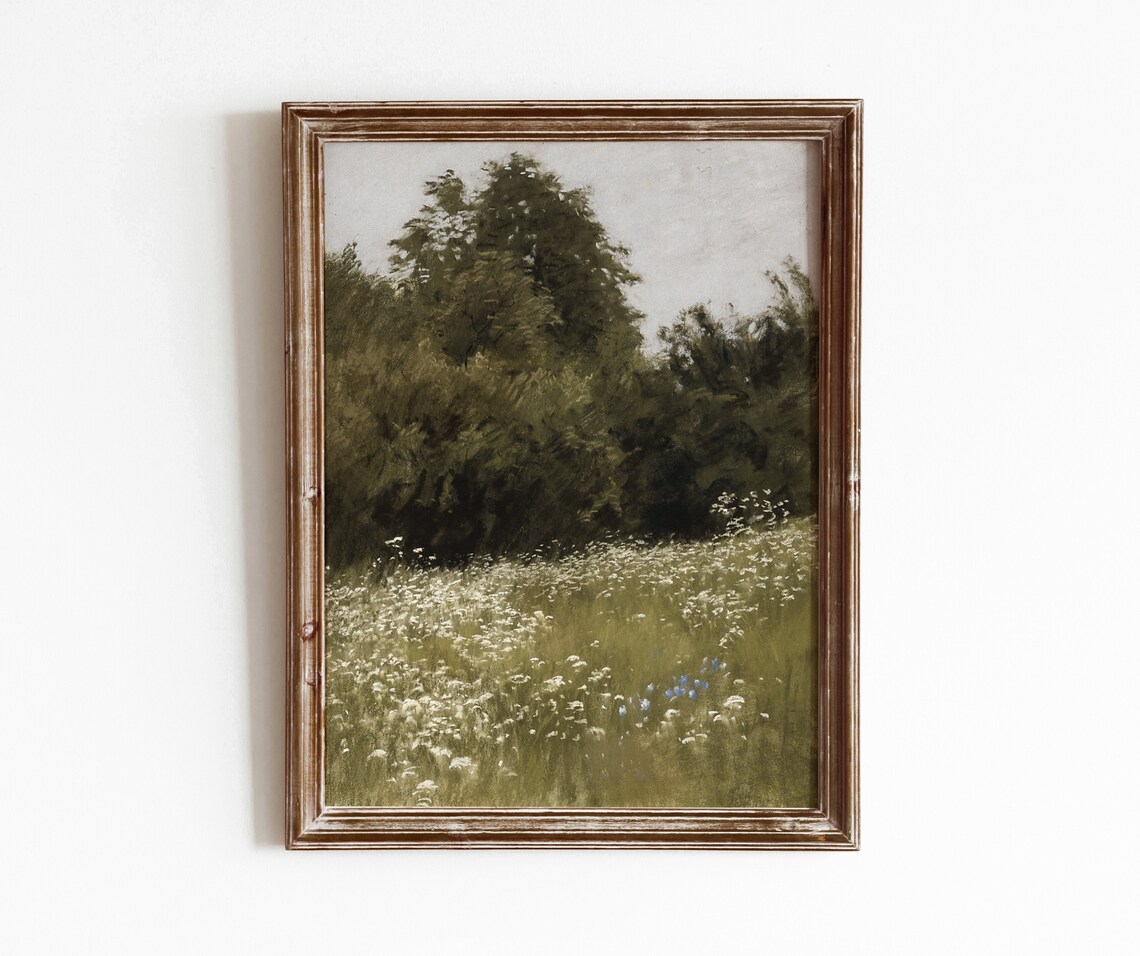 Meadow Vintage Spring Landscape Art Print