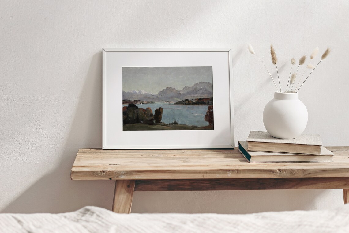 Blue Bay Vintage German Coastal Landscape Art Print - Image 3
