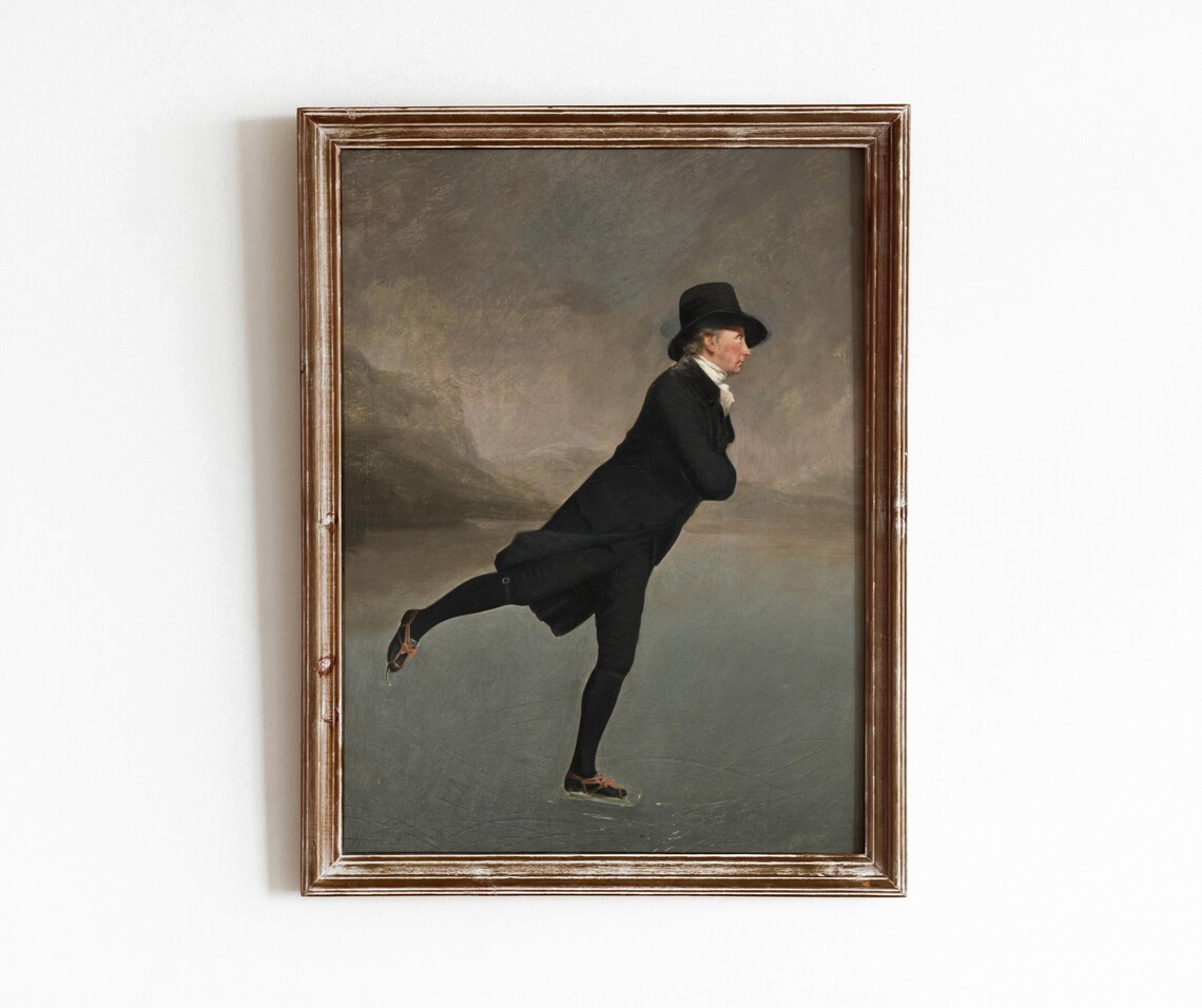 Skating Gentleman Vintage Man Portrait Art Print