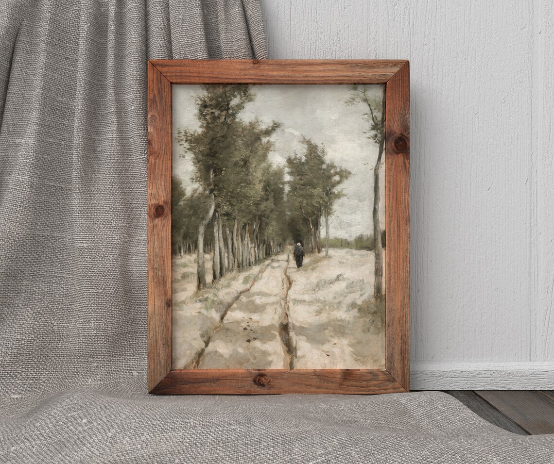 Tower Lane Vintage Landscape Painting, Tree-Lined Avenue - Image 3