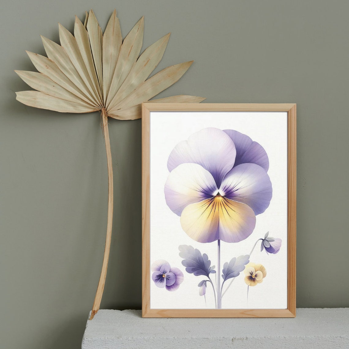 Whimsical Pansy Blooms Purple Violet Soft Watercolor Art Poster - Image 3