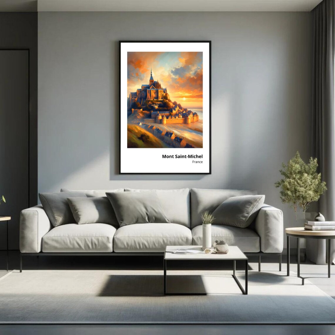 Mont Saint-Michel France Abbey Island Golden Sunset Dramatic Sky Poster - Image 4