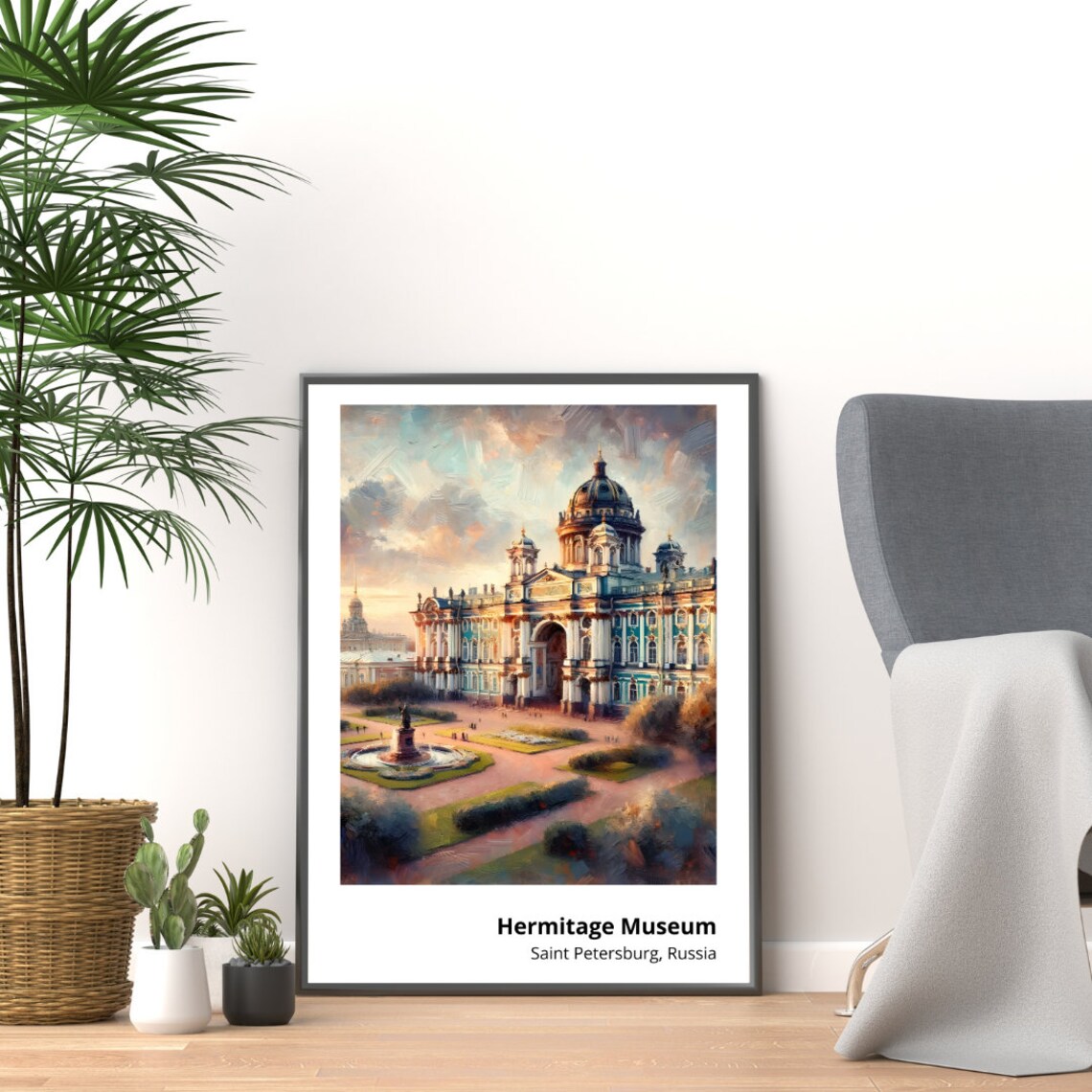 Hermitage Museum Saint Petersburg Russia Golden Sunset Landmark Art Poster