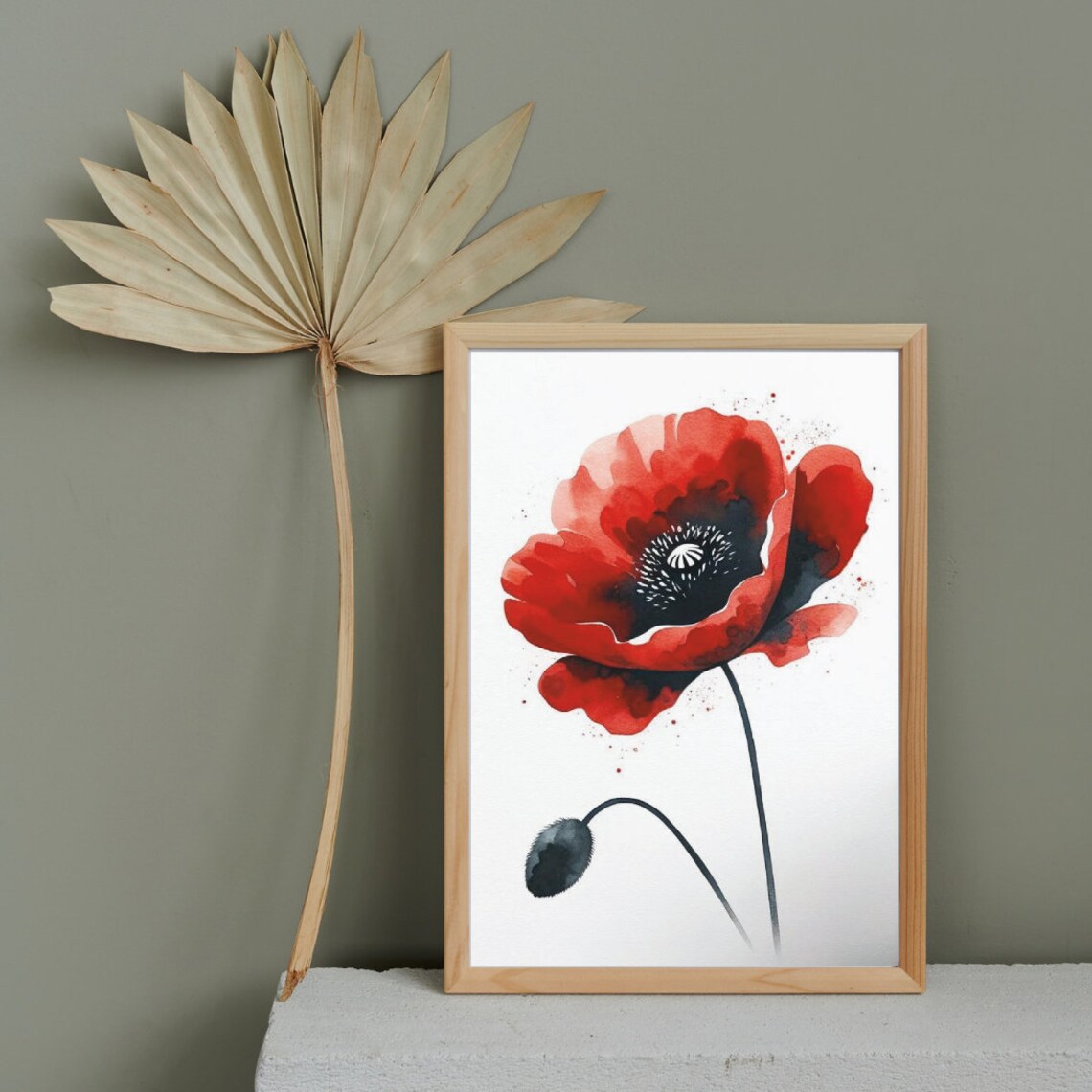 Bold Red Poppy Flower Striking Watercolor Statement Art Poster - Image 4