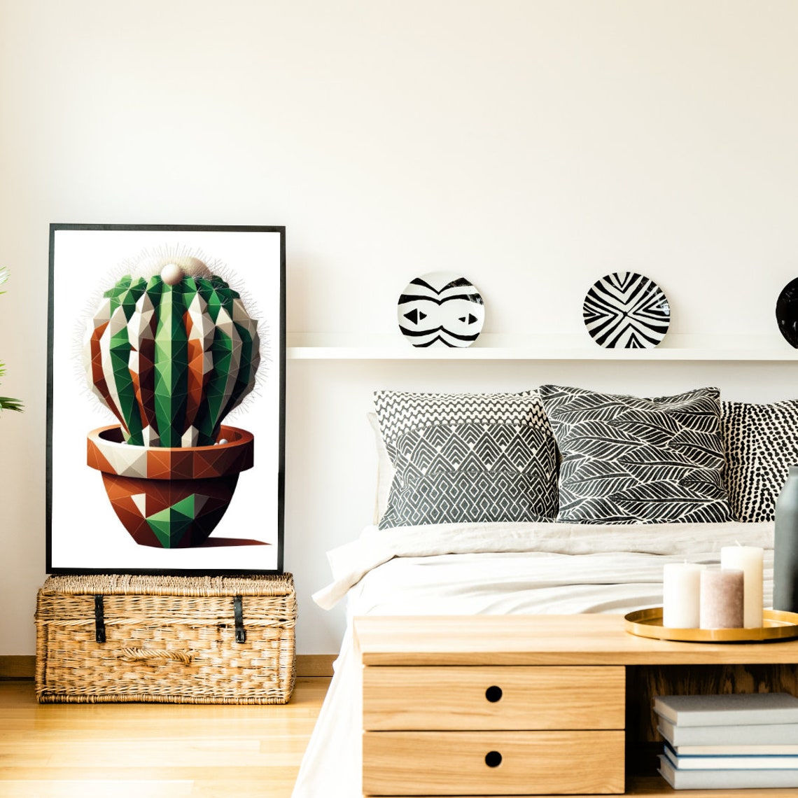 Modern Geometric Cactus Art Print Abstract Polygonal Succulent In Terracotta Pot Dynamic And Bold Decor Piece - Image 5