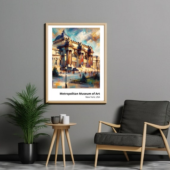 Metropolitan Museum Of Art Print Stunning Painting Of Iconic Nyc Landmark Historic Wall Decor Majestic New York Architecture Art