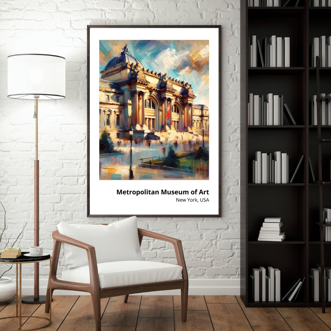Metropolitan Museum Of Art Print Stunning Painting Of Iconic Nyc Landmark Historic Wall Decor Majestic New York Architecture Art - Image 3
