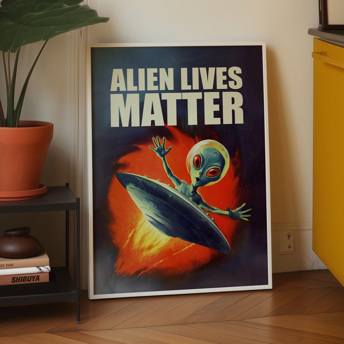 Alien Lives Matter Retro Sci Fi UFO Parody Funny Galaxy Wall Art