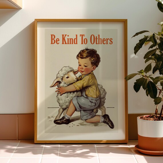 Be Kind Poster Retro Classroom Print Teacher Gift Kid Friendly Art Digital Download