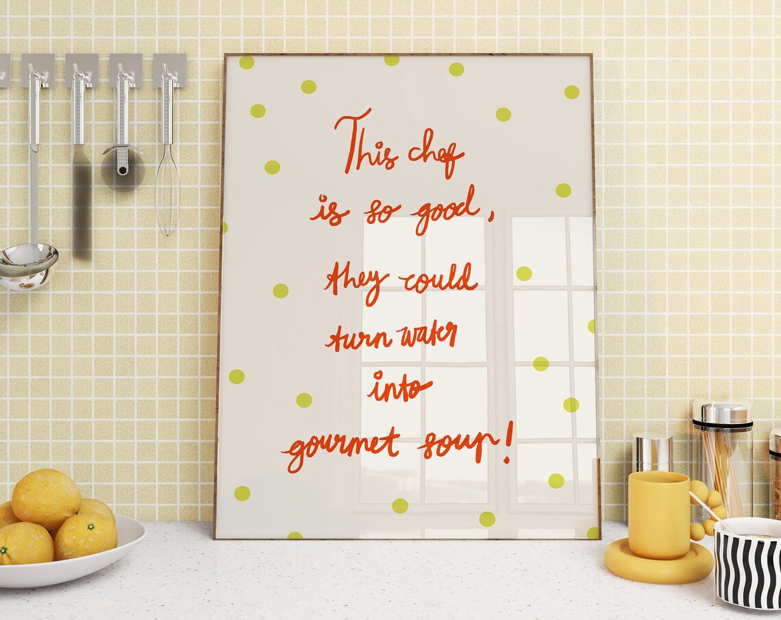 Funny Kitchen Quotes Poster, Minimalist Chef Decor