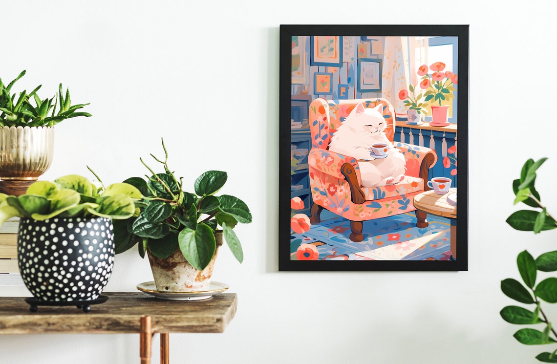 Lovely Cat Cafe Print, Cat Mom Gift - Image 2