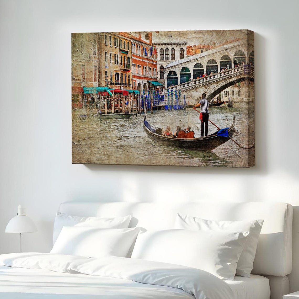 Venice Gondola Gliding Under The Rialto Bridge On The Canal Poster