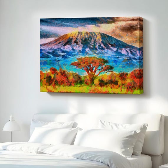 Kilimanjaro Mountain View In Tanzania Wall Art Nature Canvas Landscape Table Decor Print