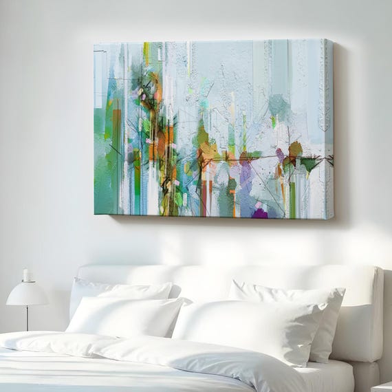 Modern Abstract Style Flowers Oil Painting Look Decorative Canvas Wall Art Housewarming Gifts Large Framed