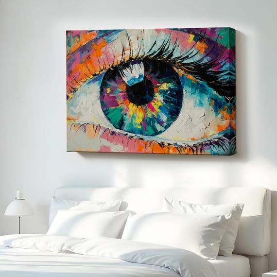 Eyes Conceptual Abstract Painting Oil Look Canvas Art Modern Wall Decor Print Housewarming Gifts