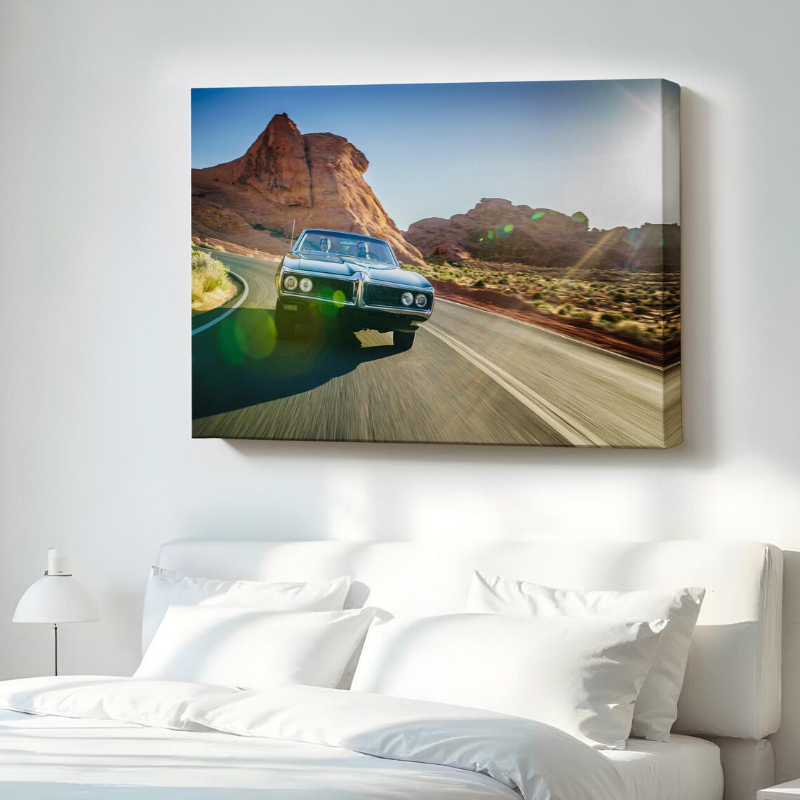 Classic Muscle Car Desert Road Red Rock Canyon Highway Drive Poster