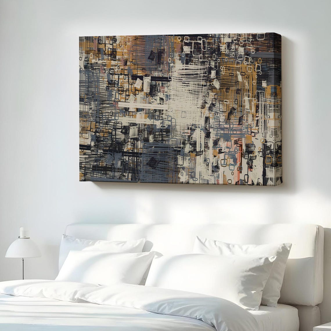Abstract Geometric Decorative Canvas Wall Art Large Housewarming Gifts Framed