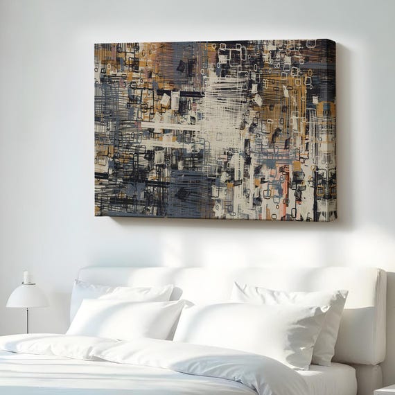 Abstract Geometric Decorative Canvas Wall Art Large Housewarming Gifts Framed