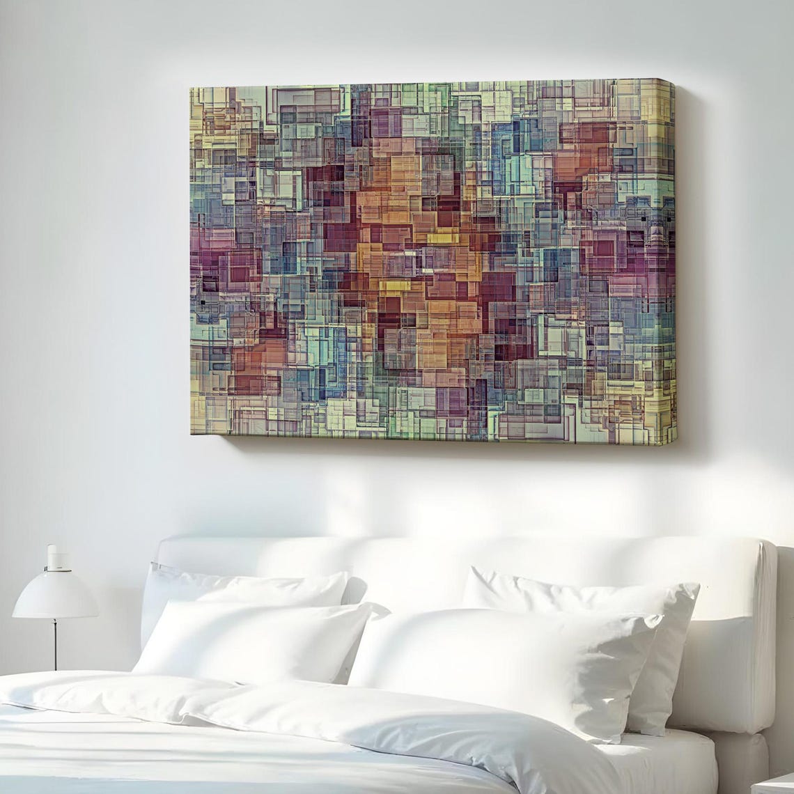 Abstract Geometric Mosaic Squares Colorful Modern Art Poster Decor