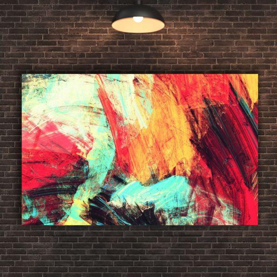 Dynamic Abstract Expression Tempered Glass Wall Art Modern Home Decor Bold Colorful Brush Strokes Artistic Wall Decor - Image 2