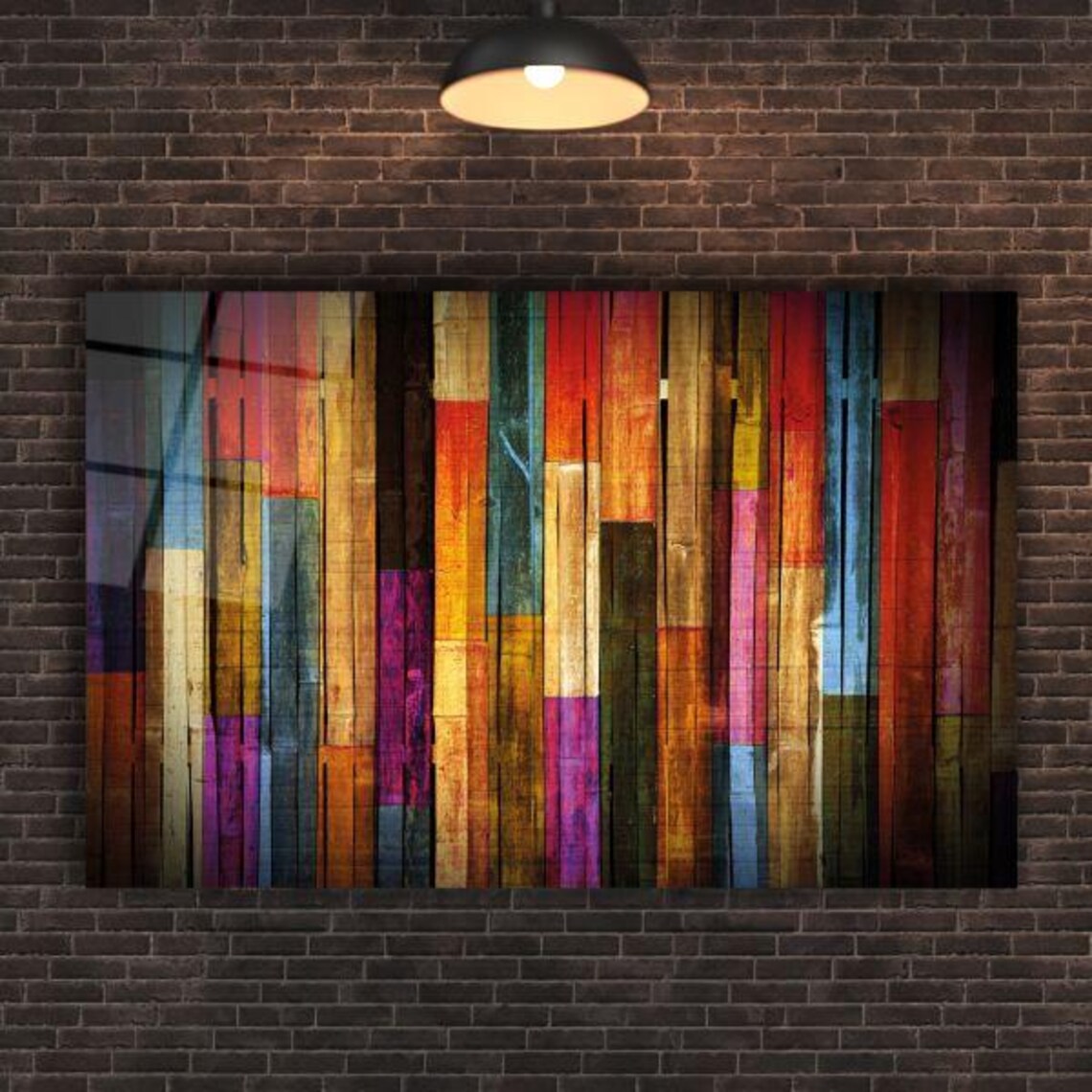 Abstract Color Symphony Tempered Glass Wall Art Vibrant Vertical Stripes Modern Artistic Decor Rich Textured Home Accent - Image 2